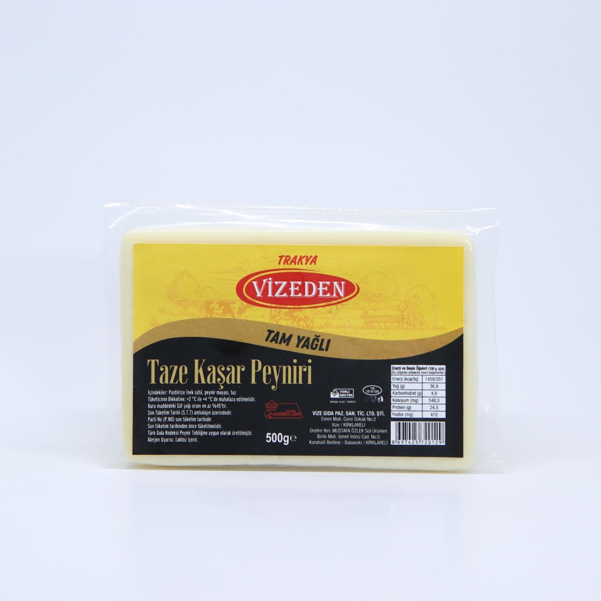 VİZEDEN TAZE KAŞAR PEYNİRİ (500Gr)
