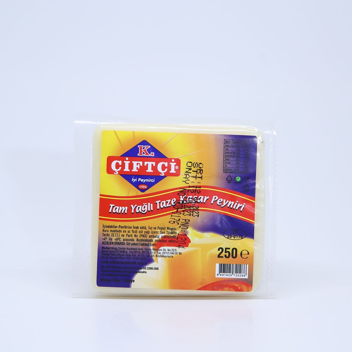 ÇİFTÇİ TAZE KAŞAR PEYNİRİ (250Gr)
